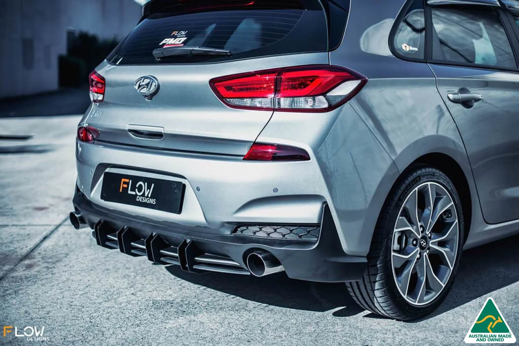 Flow Designs i30 N Line Hatch PD (2018+) Flow-Lock Rear Diffuser [GLOSS BLACK] - Image 6
