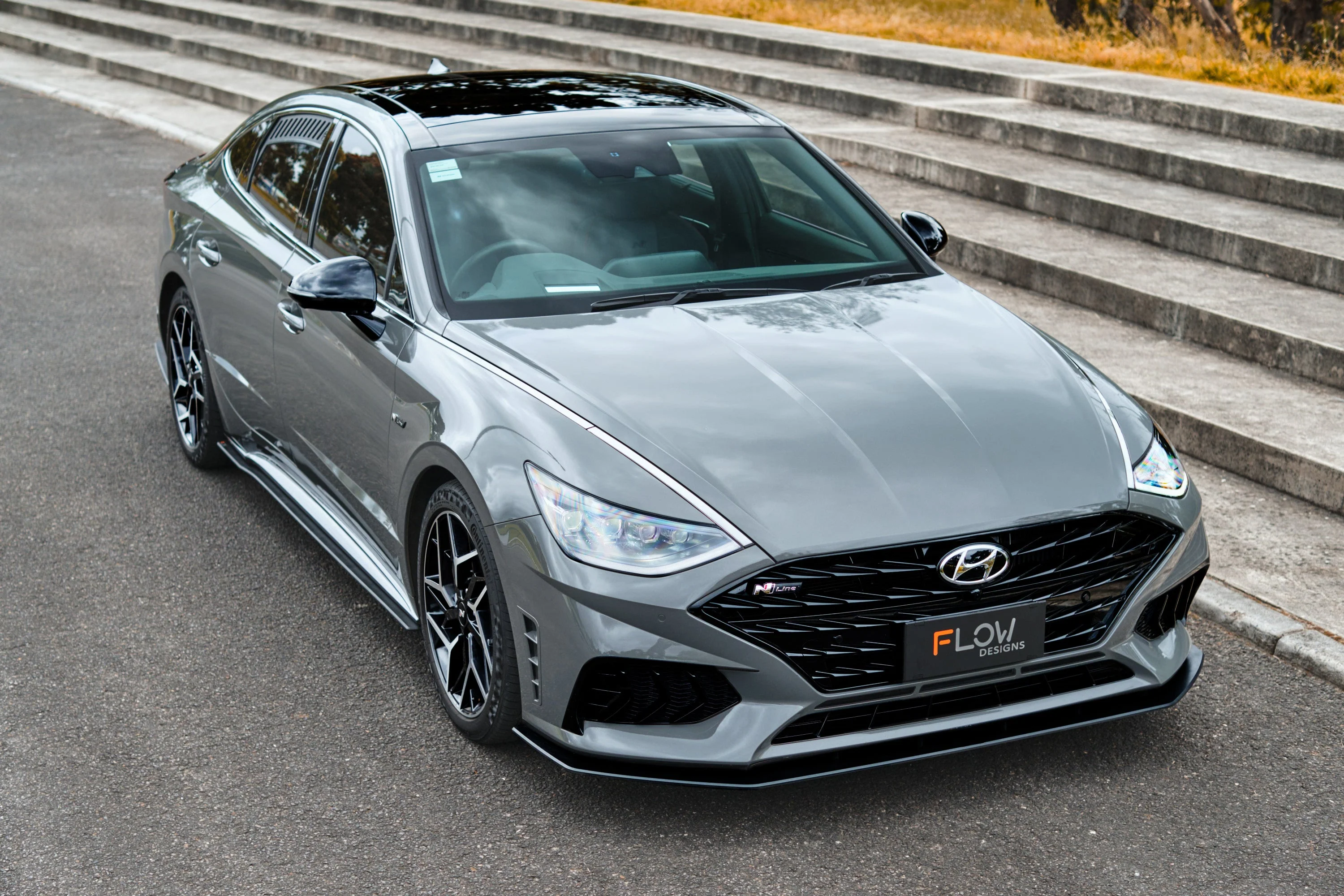 Flow Designs DN8 Sonata N Line (2020-2023) Front Lip Splitter & Reinforcement Bracket [GLOSS BLACK] - Image 3